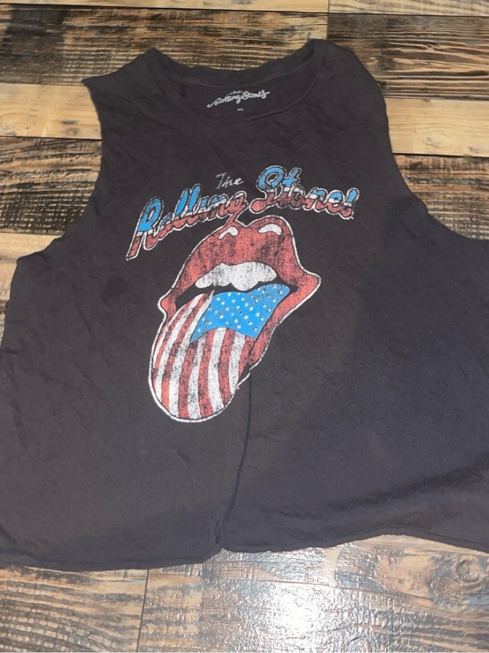 the Rolling Stones Black Graphic Tee with Blue Accent